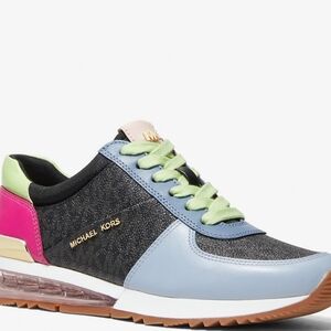 MICHAEL Michael KorsAllie Extreme Color-Block Leather and Logo Trainer Size 8